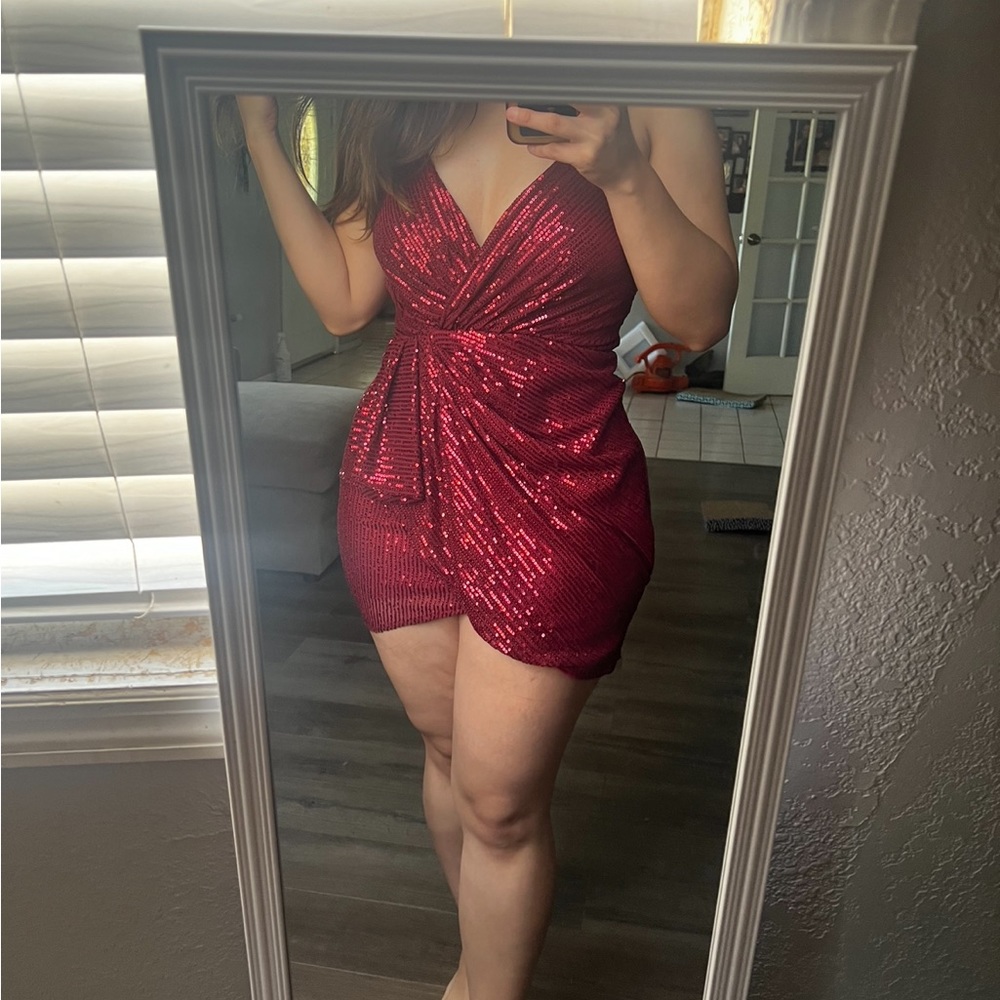 Maroon sequin dress